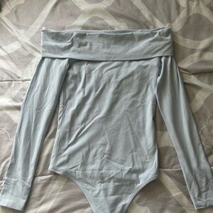 Aritzia Light Gray Off-Shoulder Bodysuit